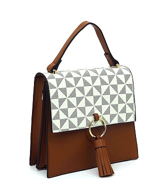 PM Monogram Ring Tassel Flap Crossbody Satchel