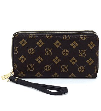 CM Monogram Double Zip Around Clutch Wallet Wristlet