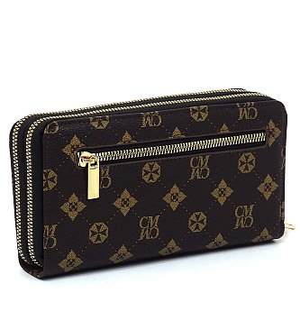 CM Monogram Double Zip Around Clutch Wallet Wristlet