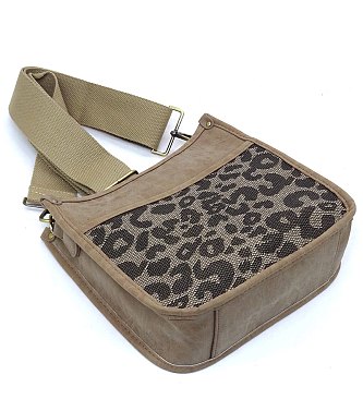 Leopard Colorblock Hobo Crossbody Bag