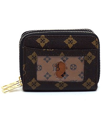 CM Monogrammed Accordion Card Holder Double Zip Wallet