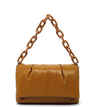Acrylic Chain Link Puffy Flap Crossbody Bag