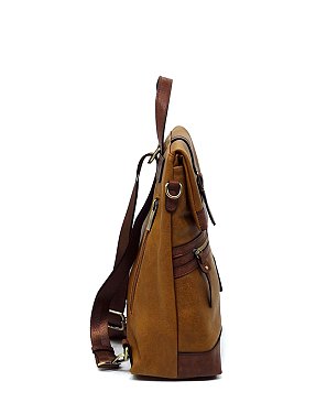 2-Tone Buckle Flap Convertible Backpack