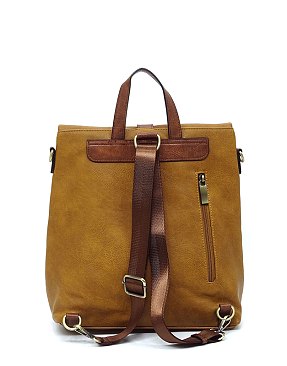 2-Tone Buckle Flap Convertible Backpack