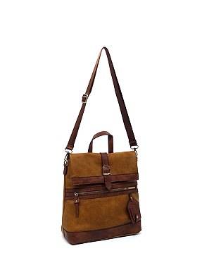 2-Tone Buckle Flap Convertible Backpack