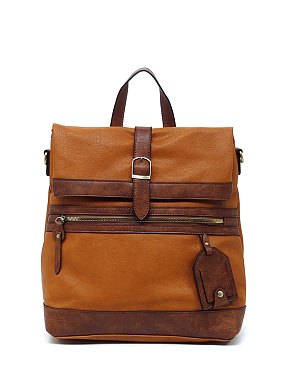 2-Tone Buckle Flap Convertible Backpack