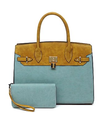 Colorblock Padlock 2-in-1 Satchel