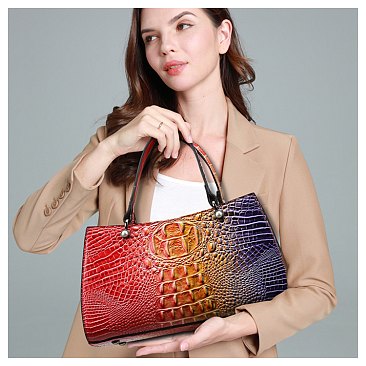 Tie-dyed Croc Multi-Compartment Shoulder Bag