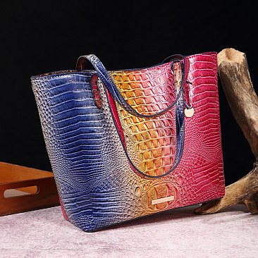 Tie-dyed 2 in 1 Croc Tote-Shoulder Bag with Wallet