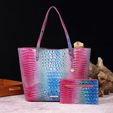 Tie-dyed 2 in 1 Croc Tote-Shoulder Bag with Wallet