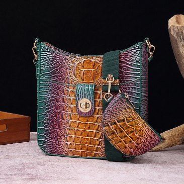 Tie-dyed 2 in 1 Croc Crossbody Bag with Pouch