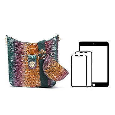 Tie-dyed 2 in 1 Croc Crossbody Bag with Coin Wallet