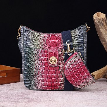 Tie-dyed 2 in 1 Croc Crossbody Bag with Coin Wallet