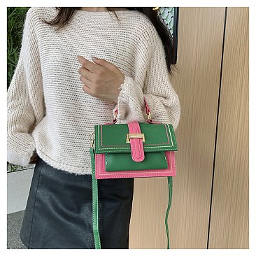 Color Combo Flap Satchel / Shoulder Bag