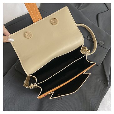 Color Combo Flap Satchel / Shoulder Bag