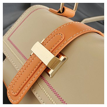 Color Combo Flap Satchel / Shoulder Bag