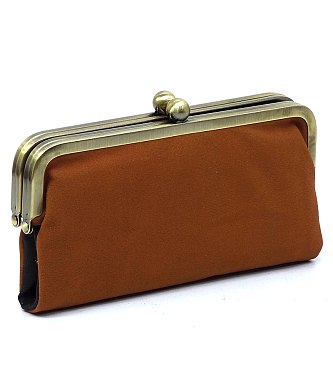 Suede Kiss Lock Clutch Wallet