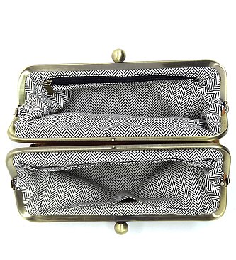 Suede Kiss Lock Clutch Wallet