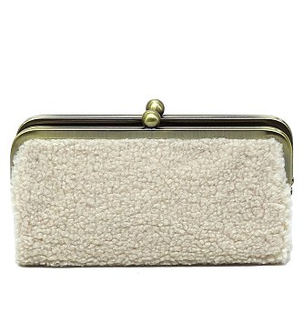 Terry Fur Kiss Lock Clutch Wallet