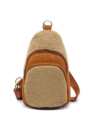 Terry Fur Sling Bag Backpack