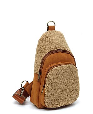 Terry Fur Sling Bag Backpack