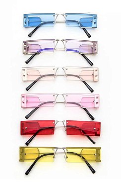 Pack of 12 MODERN Side Block Iconic Skinny Sunglasses