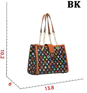 3 IN 1 Colorful Monogram Shoulder Bag Crossbody + Wallet Set