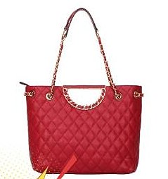 2 in 1 Quilted Chain Accent Satchel Shoulder Bag