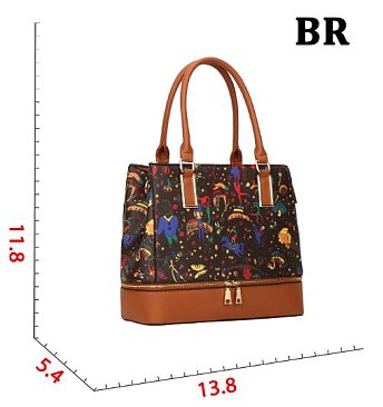 3 IN 1 Graffiti-Monogram Satchel - Cross-Body Set With Wallet