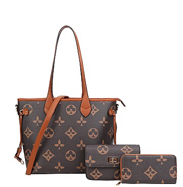 3 IN 1 Monogram Tote Shopping Bag Set