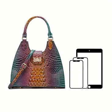 Tie-dyed Crocodile Shoulder Bag