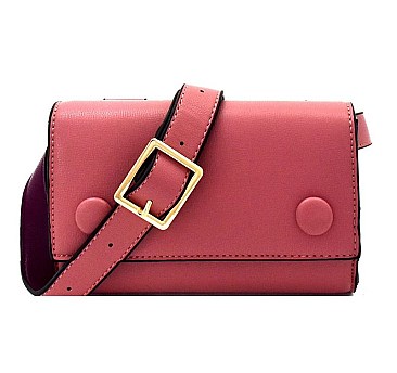 Button Accent Color Block Fashion Fanny Pack