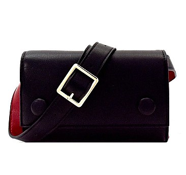 Button Accent Color Block Fashion Fanny Pack