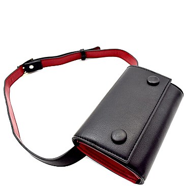 Button Accent Color Block Fashion Fanny Pack