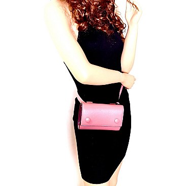 Button Accent Color Block Fashion Fanny Pack