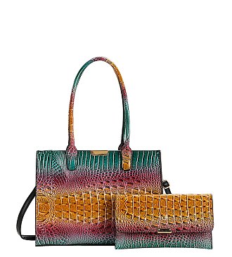 Tie-dyed 2 in 1 Croc Top handle Satchel-Crossbody Bag