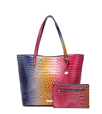 Tie-dyed 2 in 1 Croc Tote-Shoulder Bag with Wallet