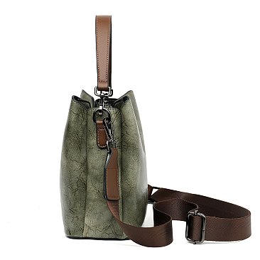 Flap Accented Bucket Hobo Bag