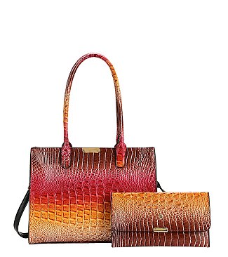 Tie-dyed 2 in 1 Croc Top handle Satchel-Crossbody Bag