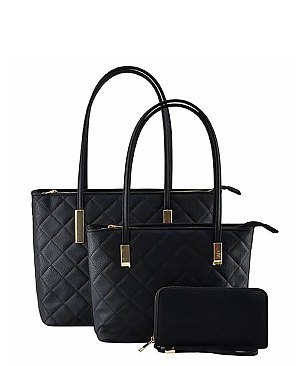 Quilted 3-in-1 Tote Set