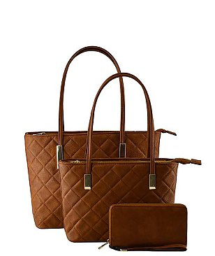 Quilted 3-in-1 Tote Set