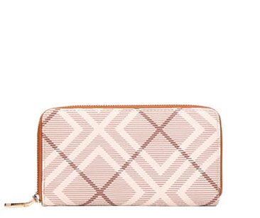 Checker Plaid Pattern Colored Zipper Wristlet Wallet