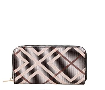 Checker Plaid Pattern Colored Zipper Wristlet Wallet