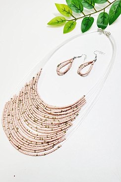 PACK OF (12 SETS) Seed Bead Necklace and Earrings Set