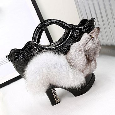 High Heel Shoe Croc Handbag with Fox Figure