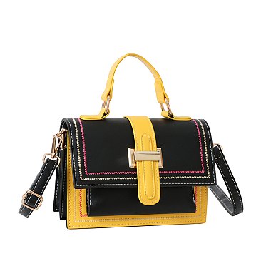 Color Combo Flap Satchel / Shoulder Bag