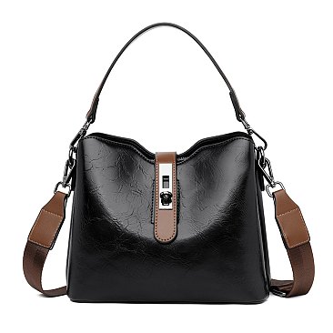 Flap Accented Bucket Hobo Bag