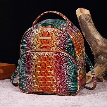 Tie-dyed Crocodile Skin Backpack