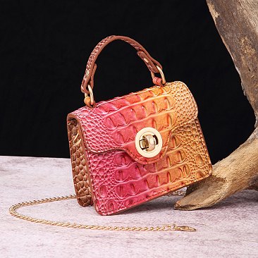 Tie-dyed Crocodile Skin Crossbody Bag