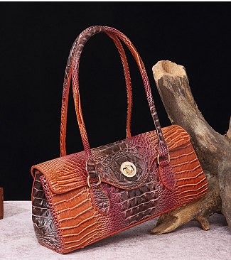 Tie-dyed Crocodile Twist-Lock Satchel - Shoulder Bag